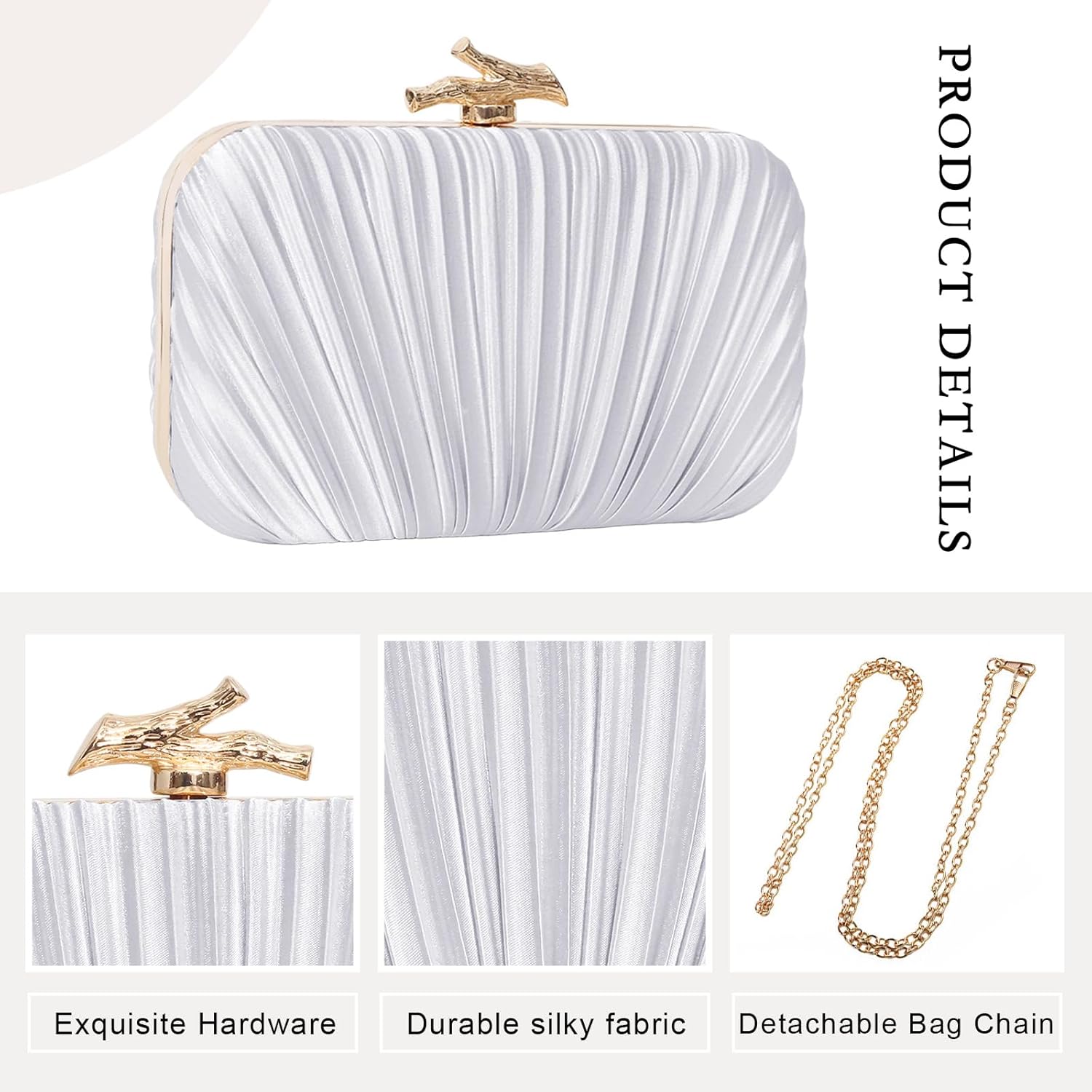 Women's Clutch Purse Evening Bag Crossbody Shoulder Pleated Clutch Bag for Wedding, Party, Prom - Image 2