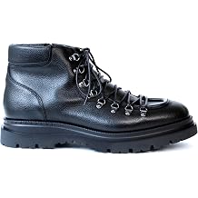 GiampieroNicola E39634 Italian Black Leather Laceup Ankle Boots W Zipper