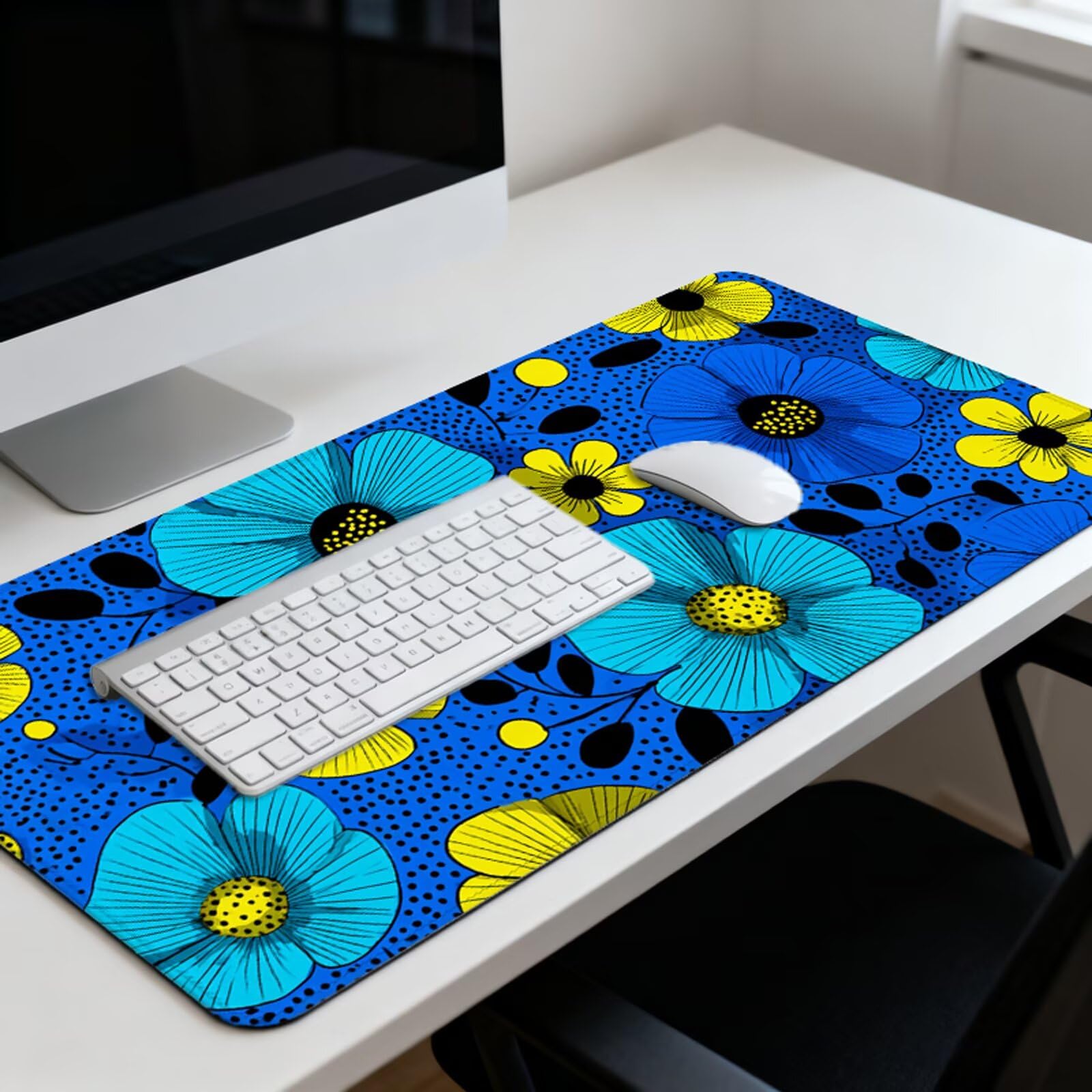 Niebieska podkładka pod mysz XXL 1200 x 600 mm pod biurko z wodoodporną powierzchnią i antypoślizgową podstawą, podkładka pod mysz do biura, komputera, poprawia dokładność i szybkość 3Y-1461