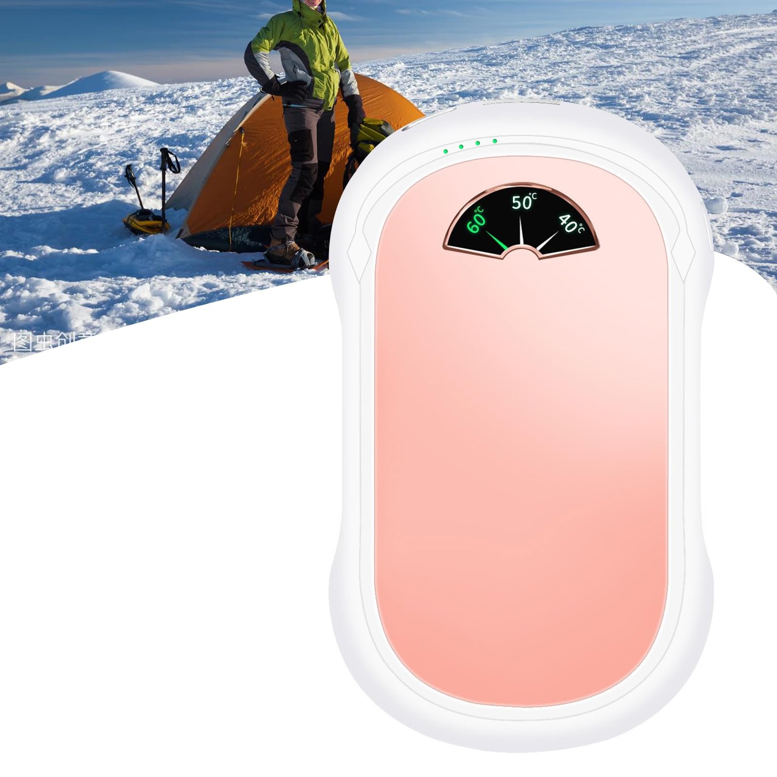 Chauffe - mains rechargeable, 10000mah chauffe - mains électrique portable, idéal pour l'extérieur, la chasse, le golf, le camping et les cadeaux chauds (Color : Pink)