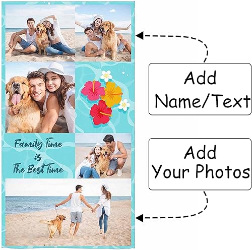Miniatura 2 de Toalla de playa personalizada con fotostexto, toallas de playa con imagen personalizada para adultos y niños, toalla de viaje de microfibra y