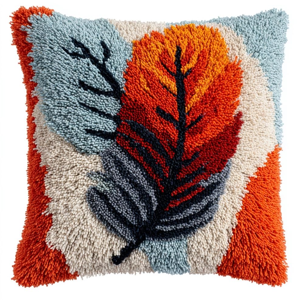 FWRTYCB Latch Hook Kits for Adults Beginners Feather Pillow Sofa Cushion