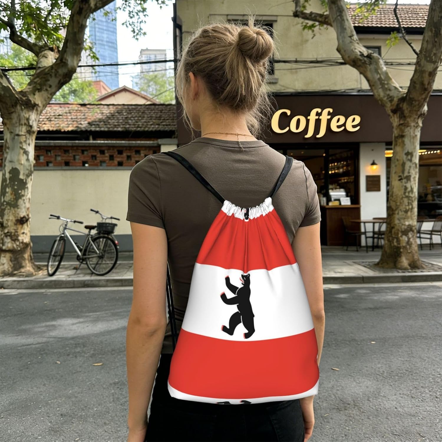 Plecak ze sznurkiem na Mistrzostwa Świata z nadrukiem flagi Berlina, torba plażowa wielokrotnego użytku, torba na siłownię i plecak przyjazny w podróży
