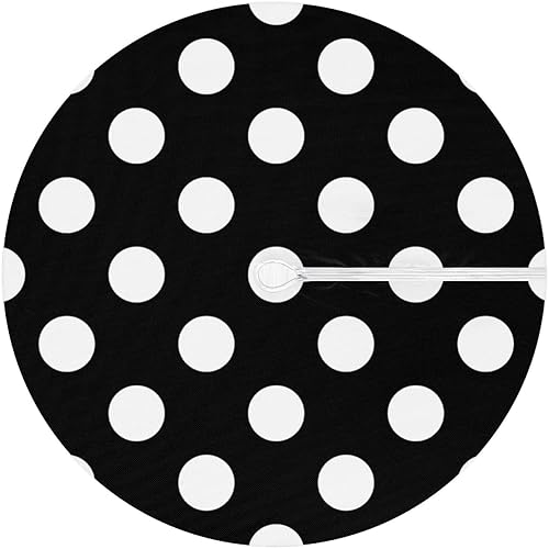 Miniatura 1 de UOYO Mantel redondo ajustado de lunares negros con agujero para paraguas, para exteriores, elástico, impermeable, con cremallera, para patio,