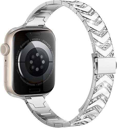Miniatura 10 de Omnillert Correas de metal compatibles con Apple Watch Band 1.496 in 1.575 in 1.614 in 1.654 in 1.732 in 1.772 in, correa delgada de repuesto para