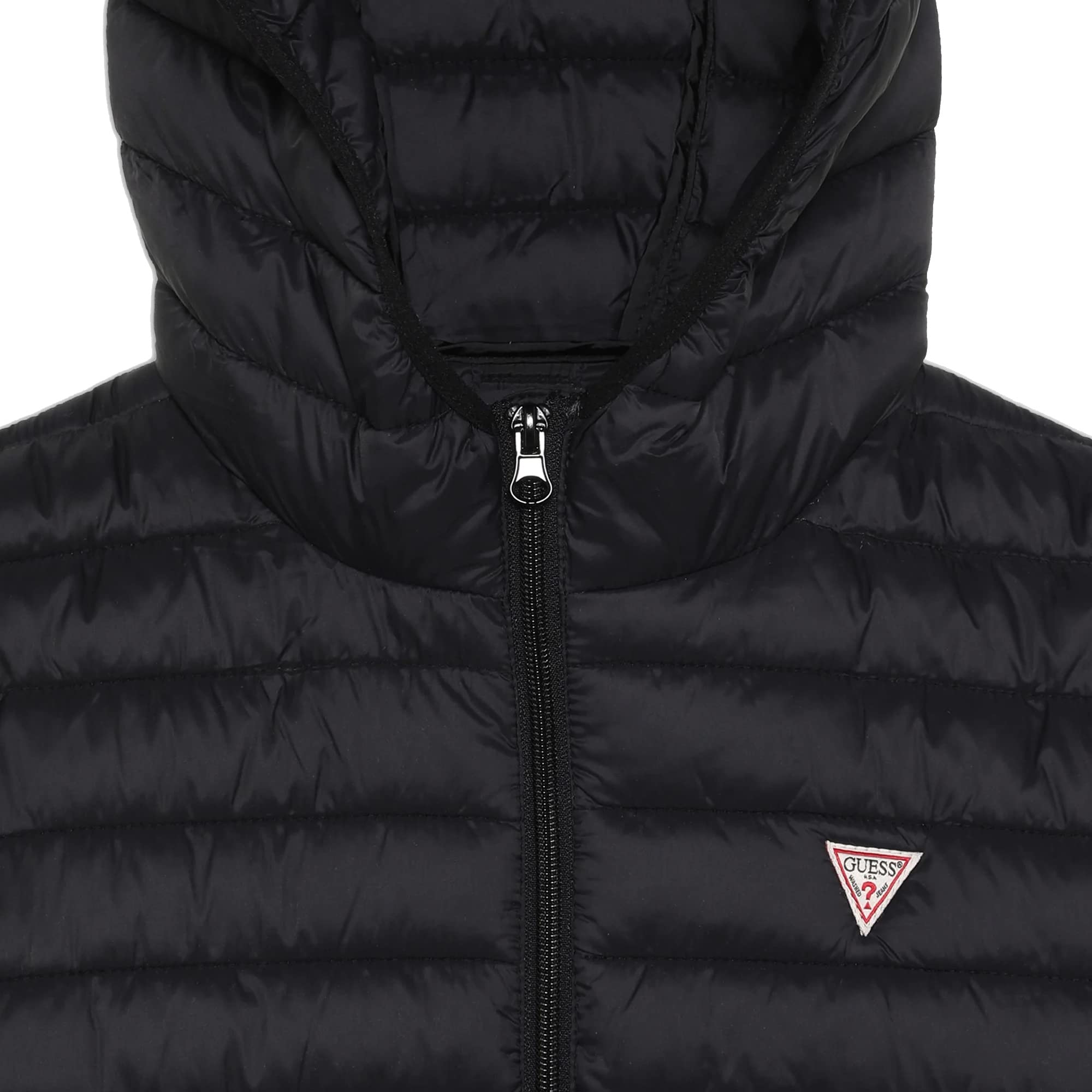 Guess, Giubbino Imbottito con Cappuccio Nero Ragazzo Bimbo Bambino 10A