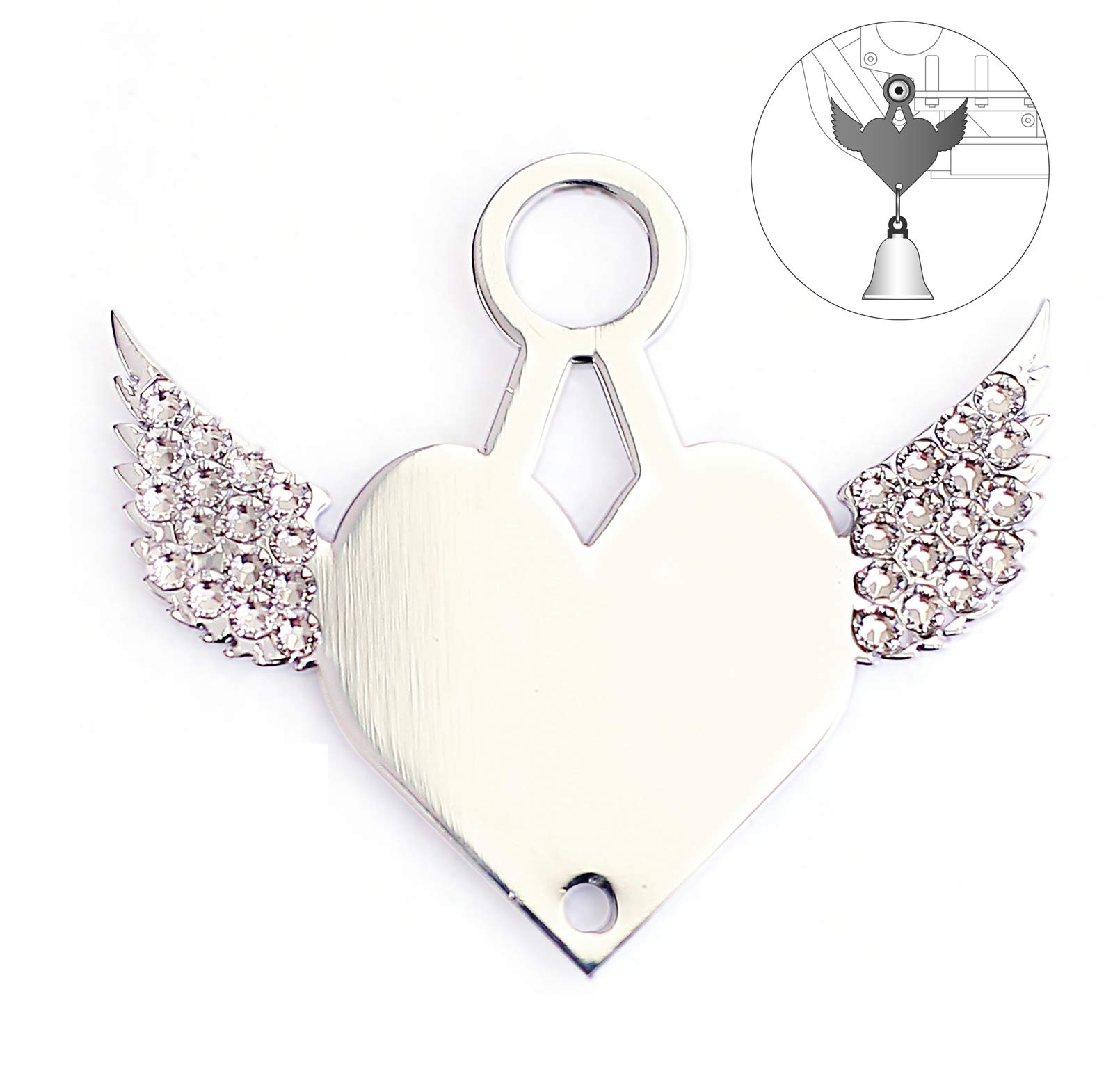 SPARKLE RIDER Motorcycle Bell Hanger Mount Winged Heart with Swarovski Crystals