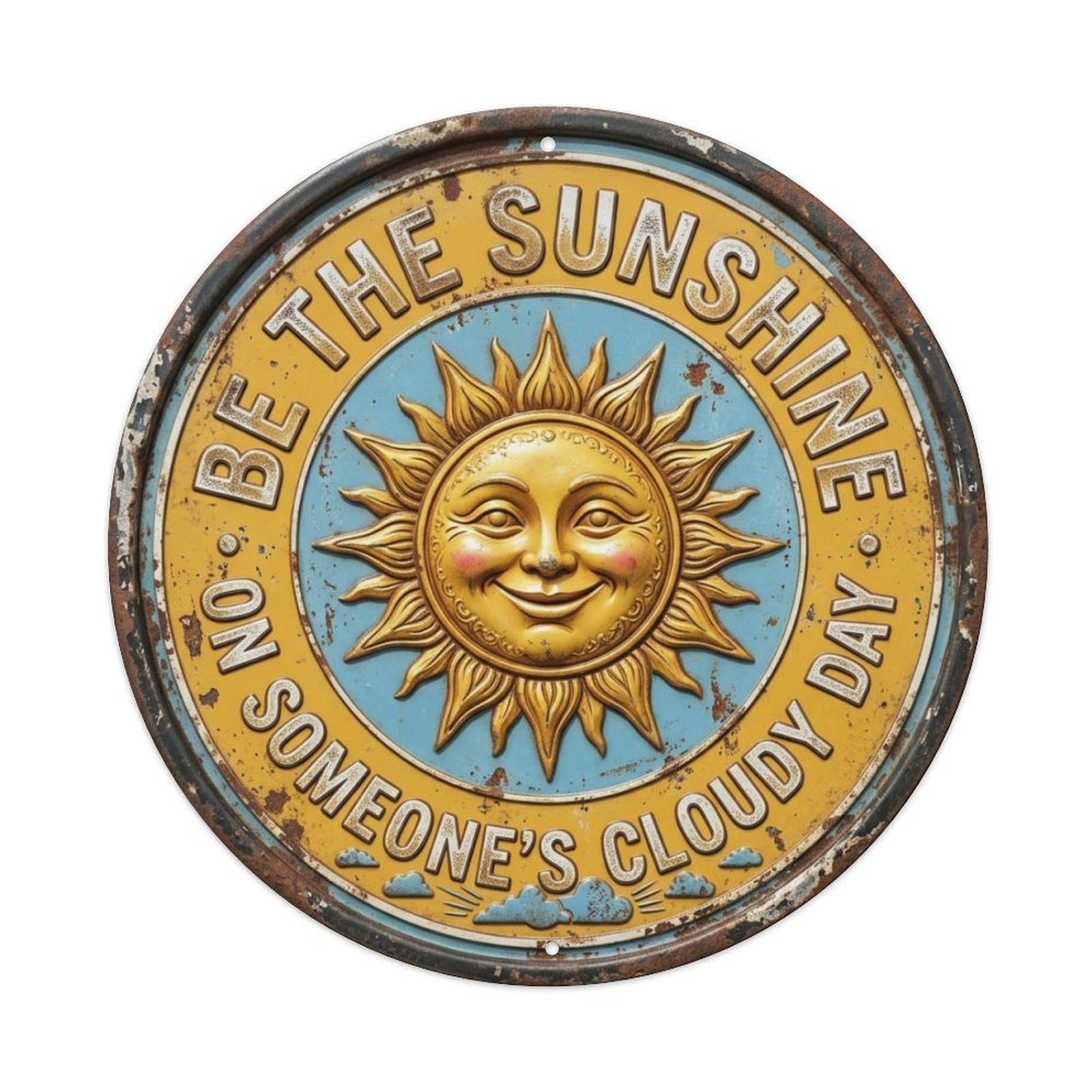Sunshine Ray Optimism Entryway Vintage Metal Tin Sign Plaque Wall Decor for Cafe, Club Bar, Office, Garden Metal Poster 8x8Inch