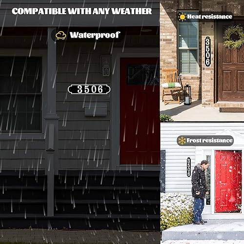 Vista 74 de Placa de dirección de metal personalizada, letreros de números para placa de pared de casa, letrero de dirección de nombre de calle, números de casa