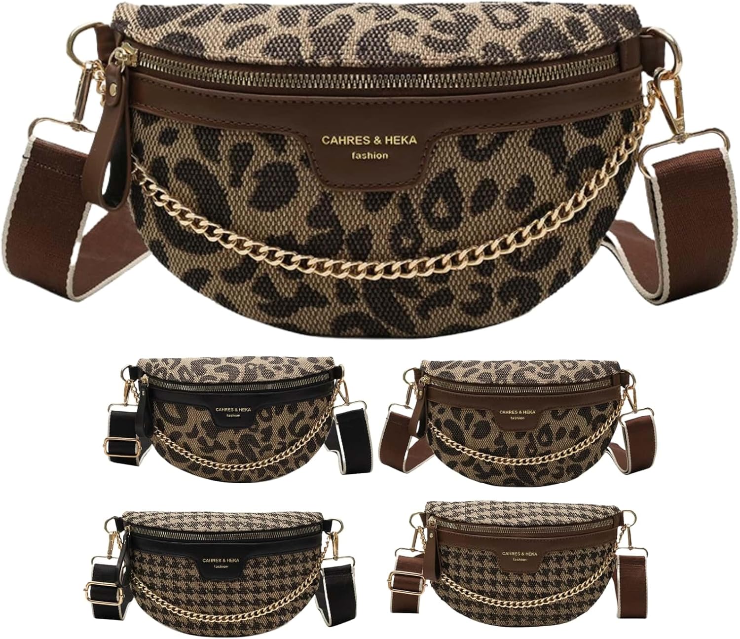Crossbody Bags for Women Trendy All-match Sling Chest Bag Fashion Leopard Pattern Fanny Pack Zipper Casual Versatile (Leopard Brown)