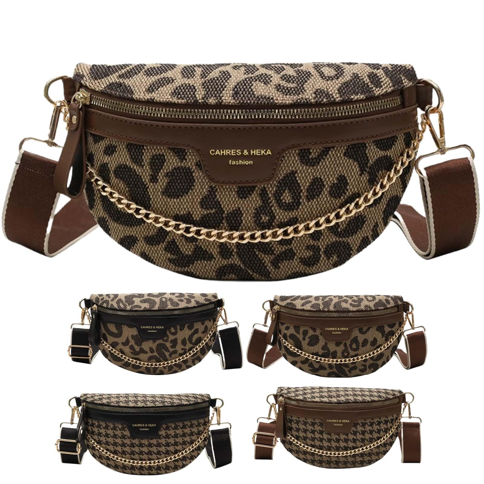VTYFRY Crossbody Bags for Women Trendy All-match Sling Chest Bag Fashion Leopard Pattern Fanny Pack Zipper Casual Versatile (Leopard Brown)