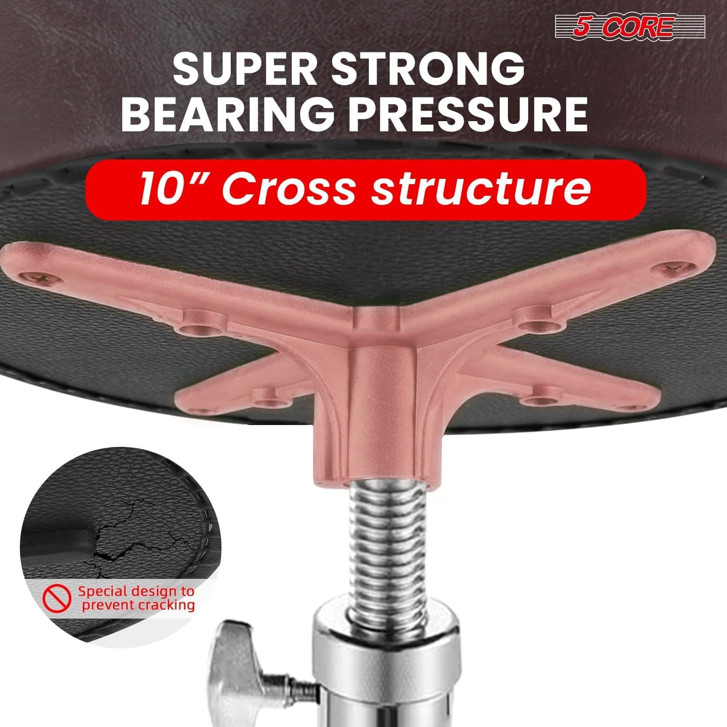 5 CORE Drum Throne 4" Padded Saddle Seat 27" Swivel Adjustable Guitar Stool Heavy Duty 441lbs Capacity Seat for Adults & Kid - DS CH Cherry SDL HD