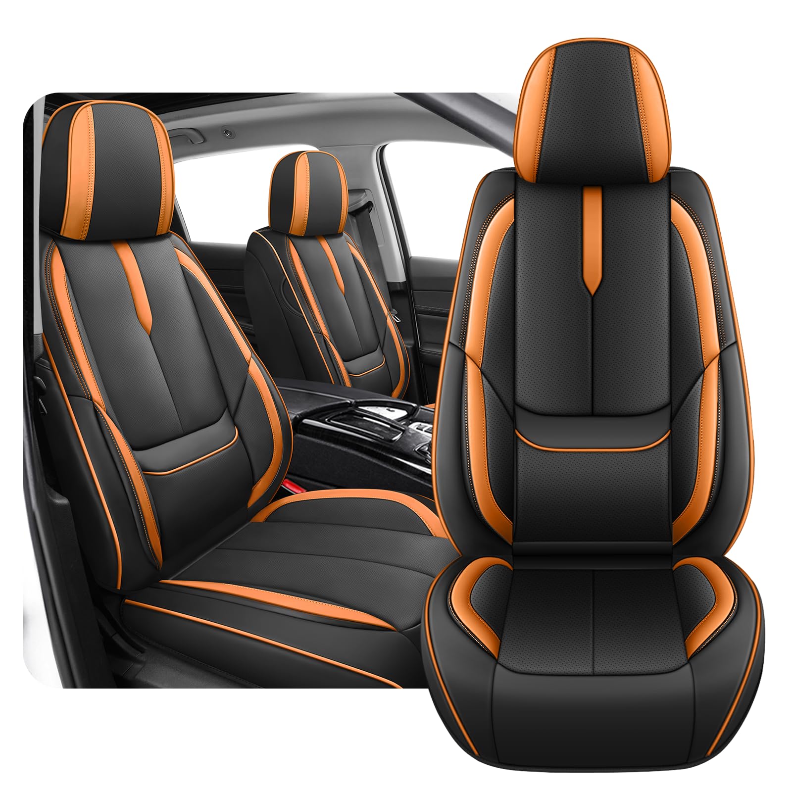 Fit for 98% of Toyota Car Seat Covers, Premium Nappa Leather Seat Cover, Fully Wrapped Protect Modern Style Seat Cover (2-Seat Standard, Black &