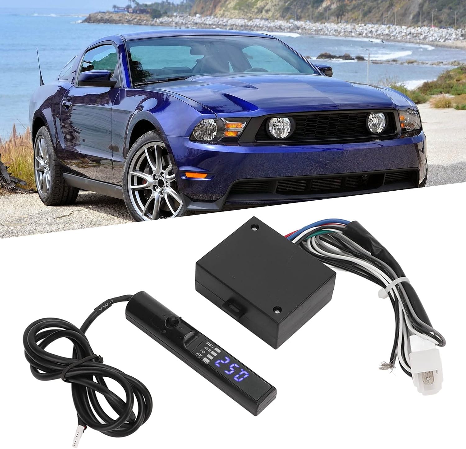 Turbo Timer Control Kit, Auto Turbo Timer 12V Flameout Delay Engine Start Timer with LED Digital Display for Car(Blue Light)
