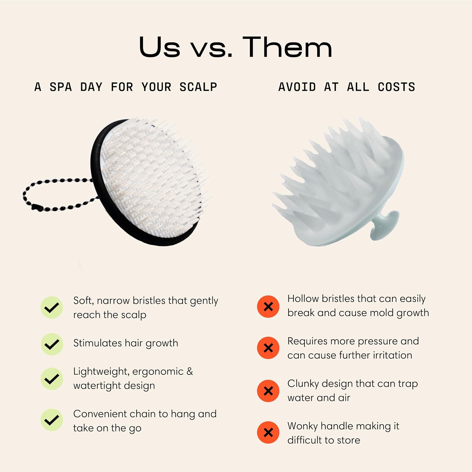 Jupiter Scalp Exfoliator - Scalp Massager Tool for Wet & Dry Hair - Ergonomic Detangler Brush - Dandruff Comb & Scrub to Remove Dandruff & Buildup and Support Circulation - Black/White - Image 4