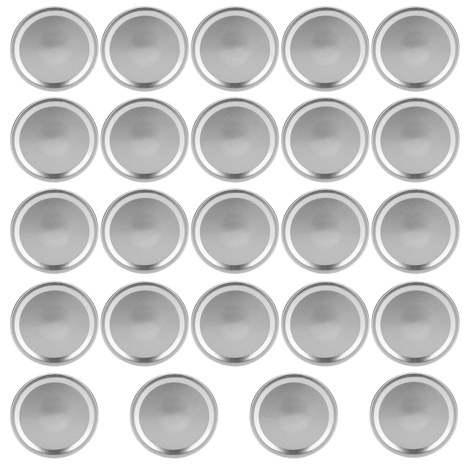 Atyhao Metallic Silver Jar Lids, 24Pcs Round Split-Type Lids Canning Jar Sealing Storage Covers For Regular Wide Mouth Jar(70Mm-Silver)