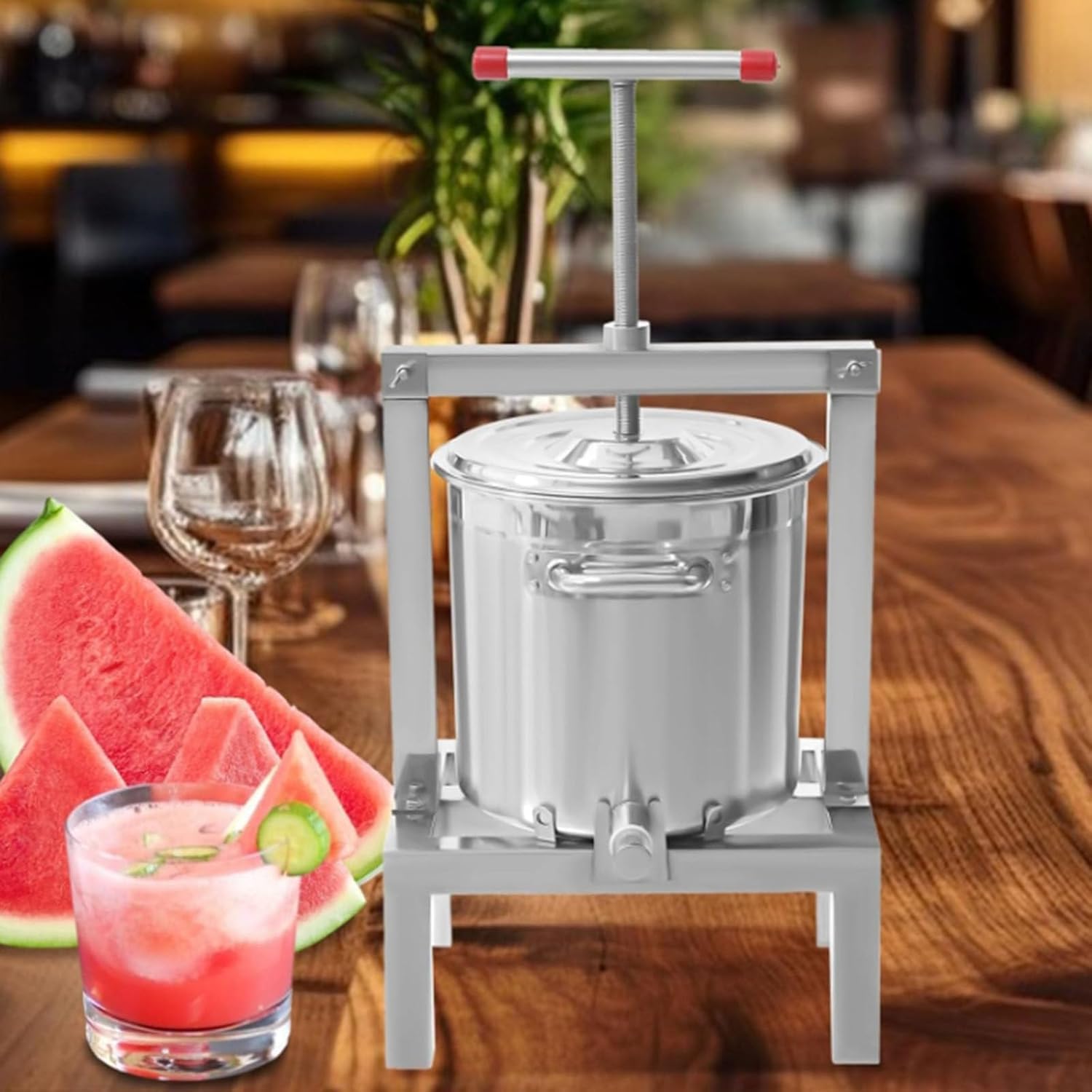Hydropress Manuelle Obst-Weinpresse für Apfelwein und Saftherstellung, Edelstahl-Saftpresse für Äpfel, Trauben und andere Früchte, ideal für Heimbrauen