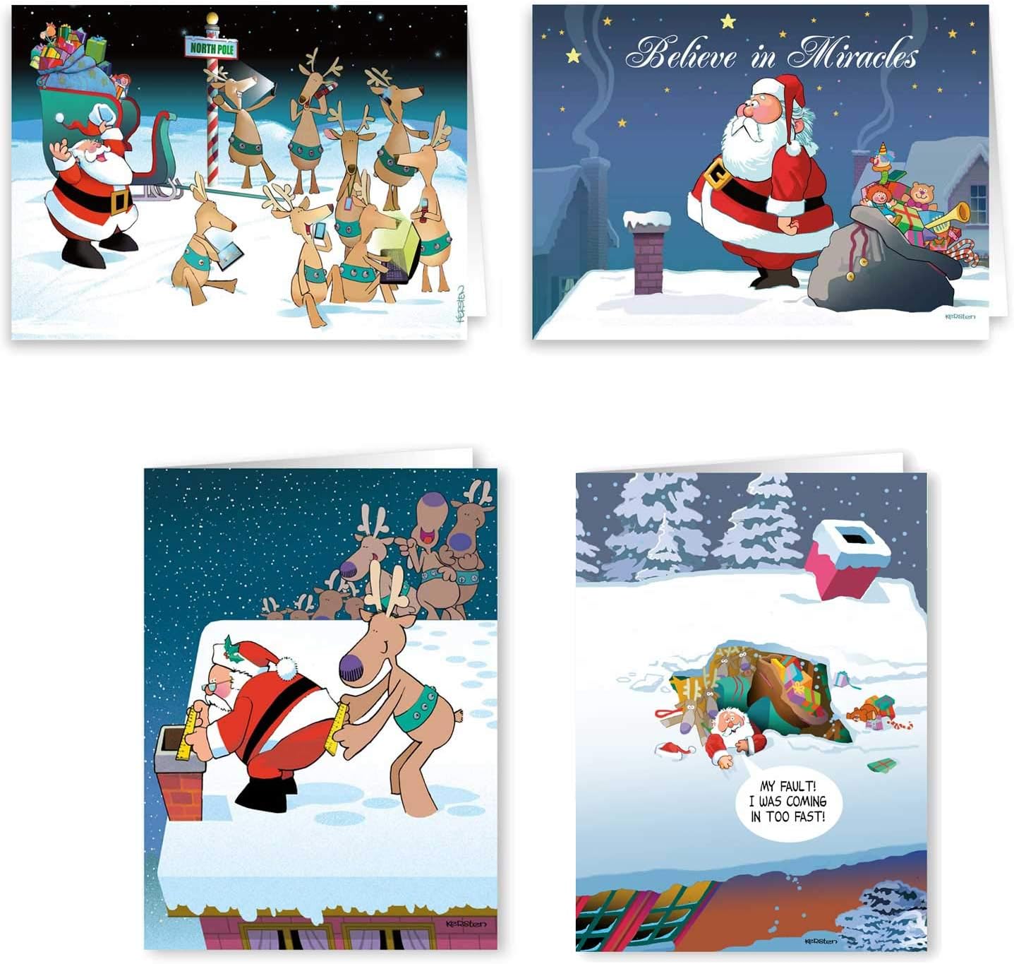 Stonehouse Collection Funny Christmas Card Variety Pack – Assortment of Holiday Greeting Card Set, 36 Cards (18 Hilarious Designs, 2 of Each) with Envelopes – Made in the USA