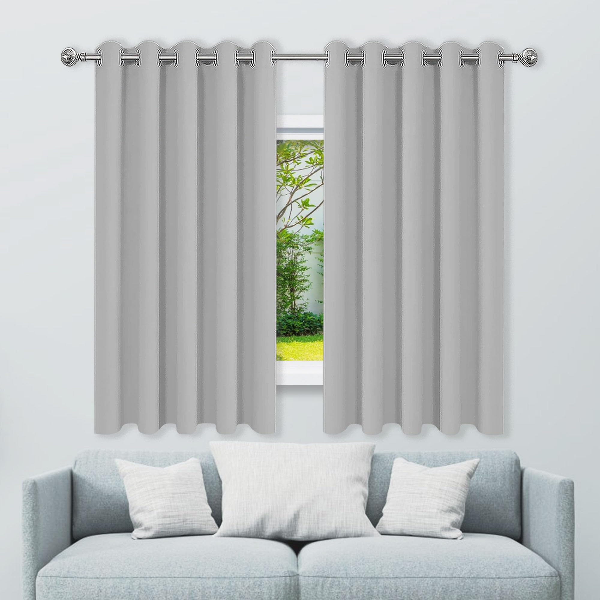 Rideaux occultants pour chambre moderne et maison anti-UV gris clair
