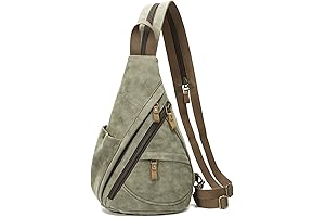 Green PU Leather Sling Backpack for Men & Women