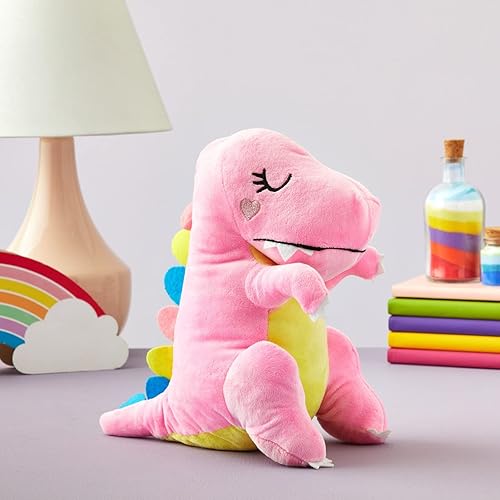 Miniatura 2 de BLUE PANDA Pequeño juguete de peluche de dinosaurio rosa para regalos, 10 pulgadas de dinosaurio de peluche