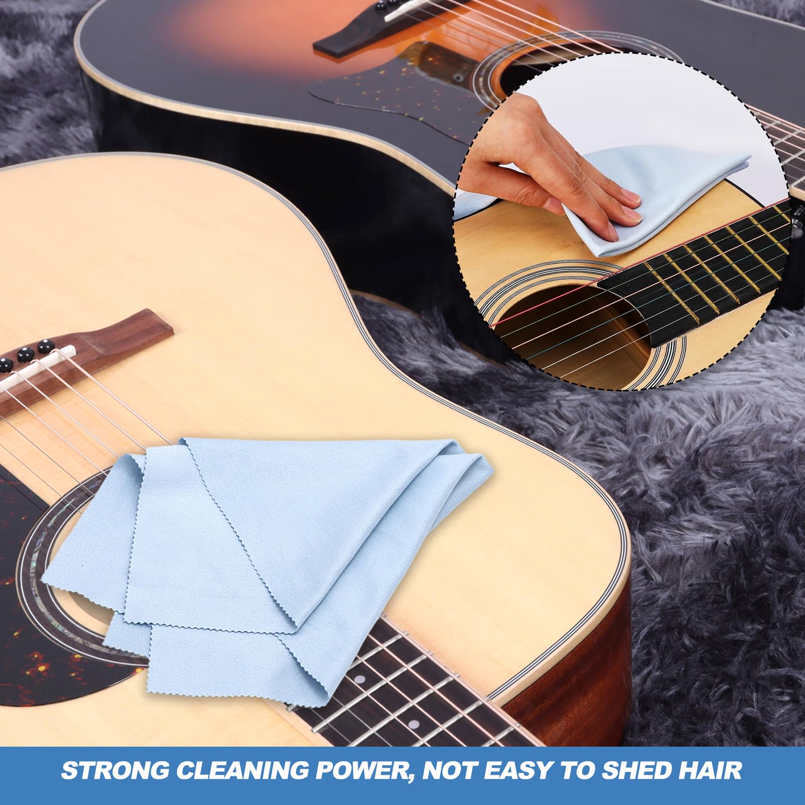 ReaJoys Guitar Cleaning Cloth for Instrument 5pcs Microfiber Piano Guitar Polishing Cloths for Violin Trumpet Sax Brass 11.8x11.8 inch - Image 4