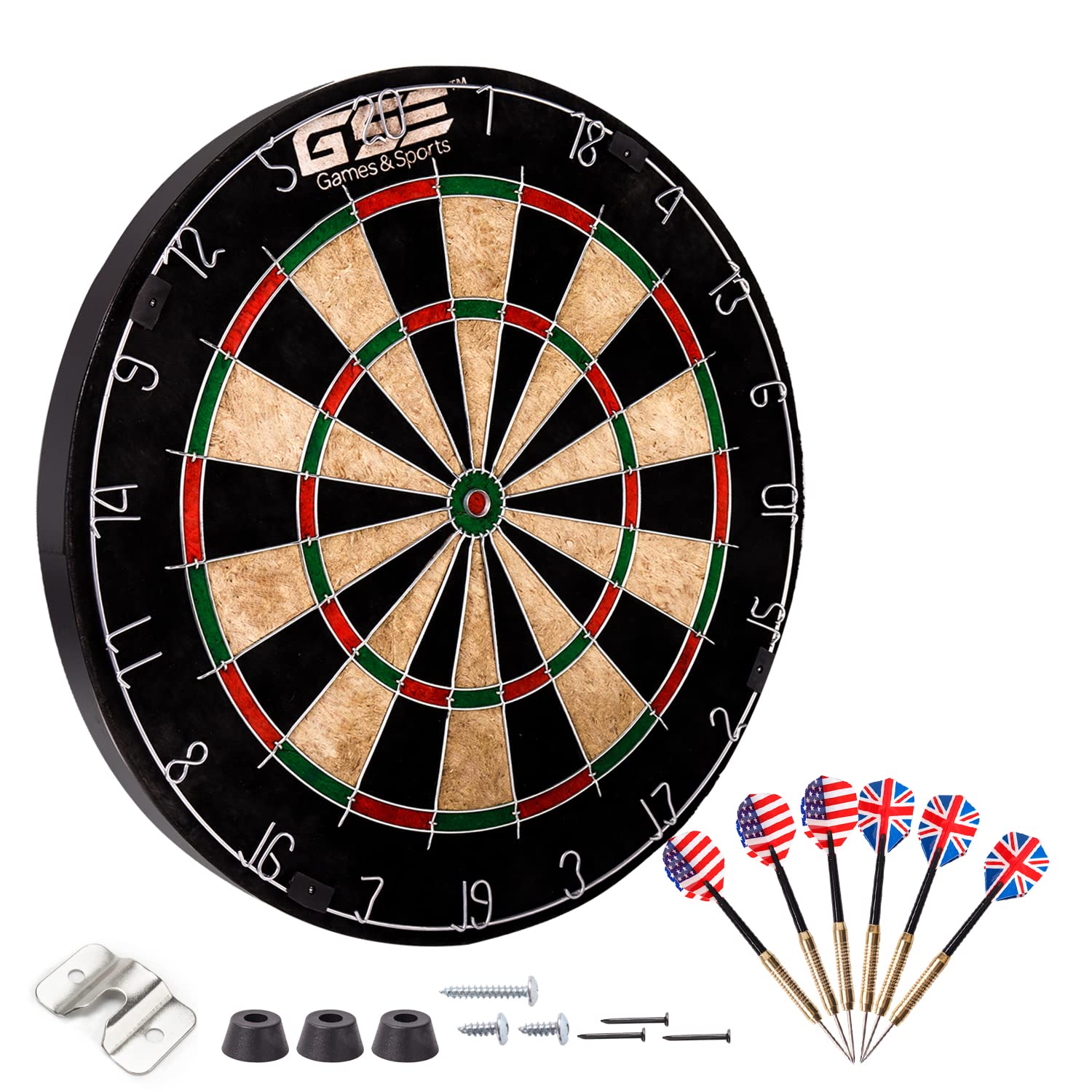 GSE 18" Regulation Size Steel Tip Dartboard Game Set. Excellent Bristle