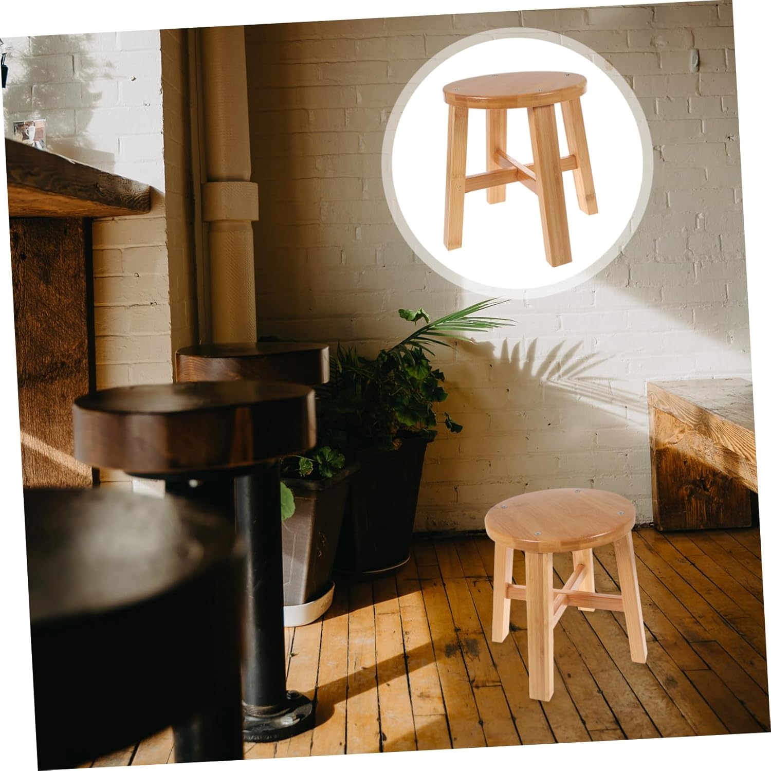 Stool for Toddlers Bamboo Mini Footstool for Boy Girl Shoe Changing Bathroom Use