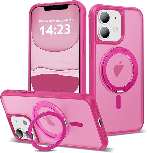 Miniatura 65 de Funda diseñada para iPhone 14 Pro Max con soporte de anillo magnético giratorio de 360° [compatible con Mag-Safe] [protección de grado militar]