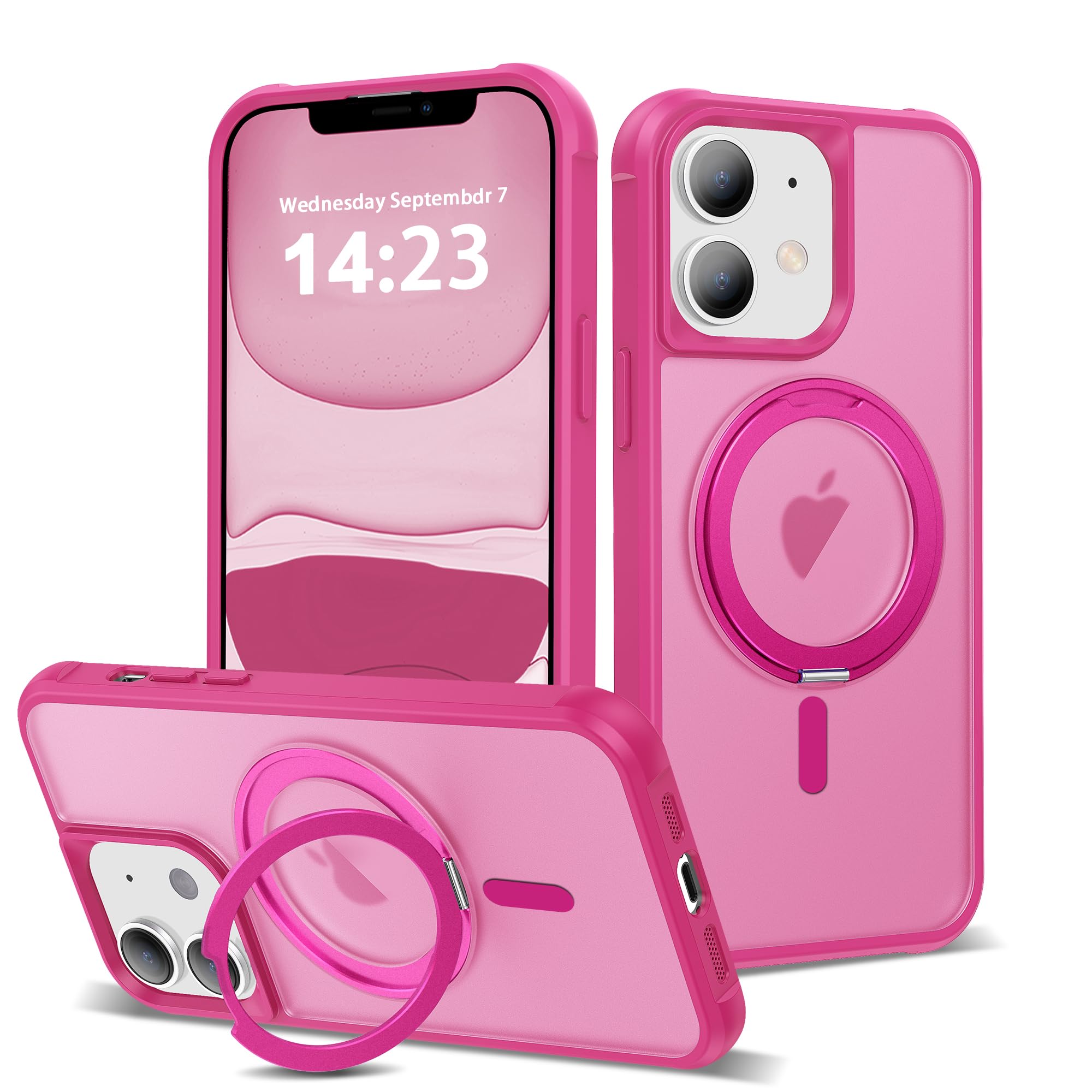 Compatible with iPhone 11 Case with Stand 6.1",Rose Red