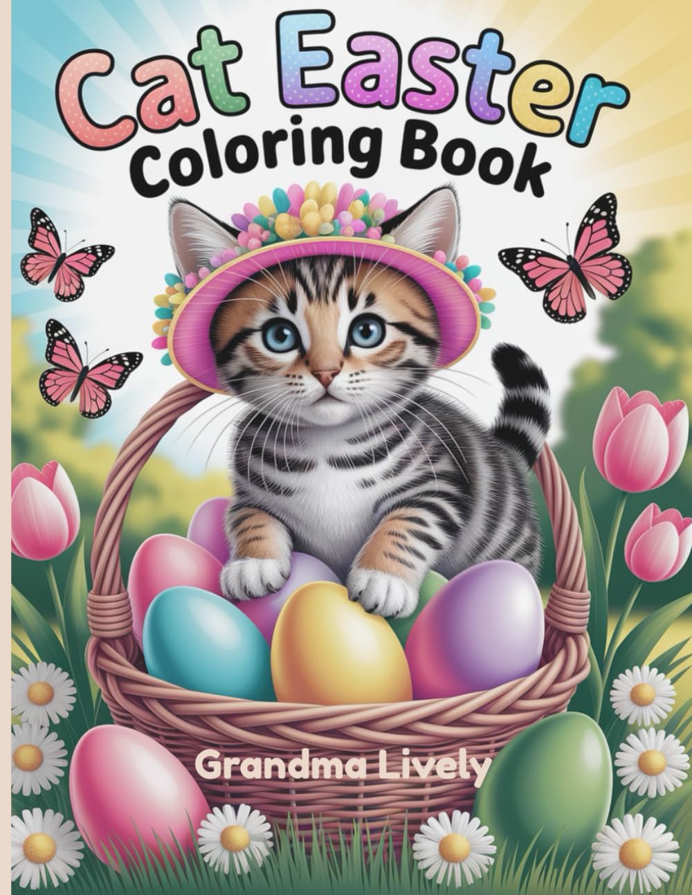 Cat Easter Coloring Pages for Kids