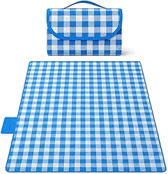Tapete Toalha Piquenique Impermeável Dobrável 200x200cm Grande com Alça Ideal para Picnic Parque Praias Passeios ao Ar Livre a Prova de Água Fácil de Carregar (Azul)