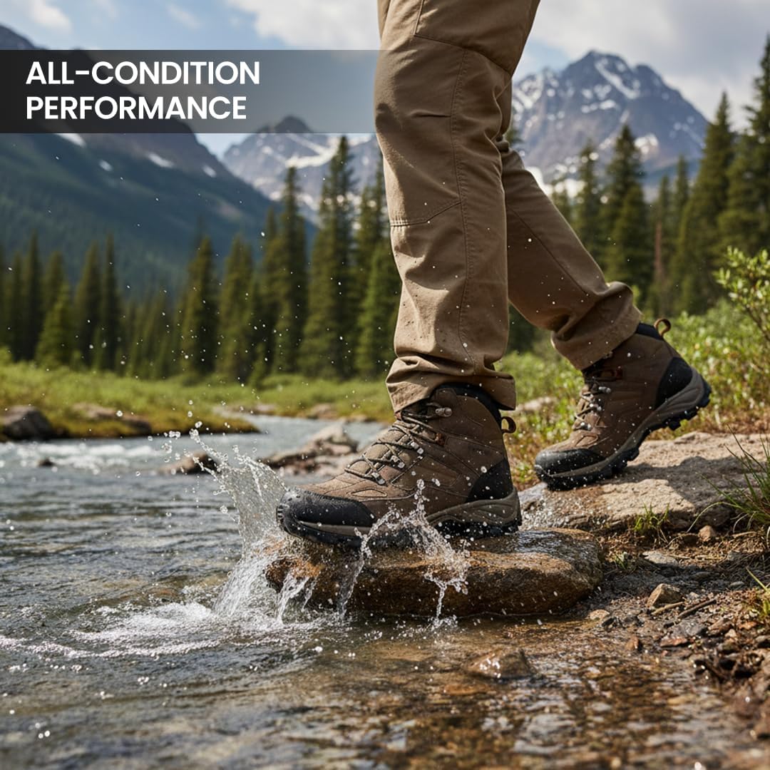 Northside Men's Ranger Mid Waterproof Hiking Boot – Suede & Nylon Upper, EVA Insole, Lightweight Cushioning, High-Traction TPR Rubber Outsole