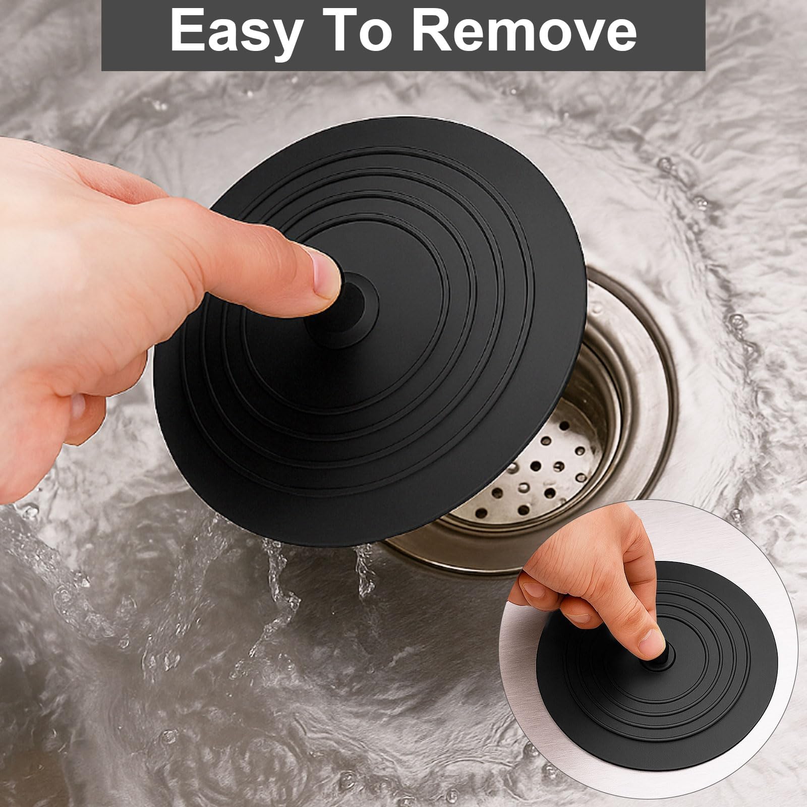 Tapón de bañera de silicona, 3 piezas Tapón de drenaje Tapón de bañera universal, Tapón de fregadero de cocina, lavabo de baño, tapón de bañera para ducha, bañera, lavabo, fregadero