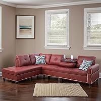 Vista 22 de Sofá seccional en forma de L con chaise, sofás seccionales de 3 piezas modulares convertibles para juegos de muebles de sala de estar y apartamento