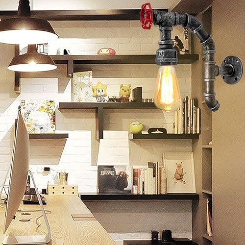 Miniatura 2 de Lámpara de pared industrial de granja retro con interruptor, lámpara de pared de metal antiguo para bar, pasillo, escaleras, balcón, cafetería,