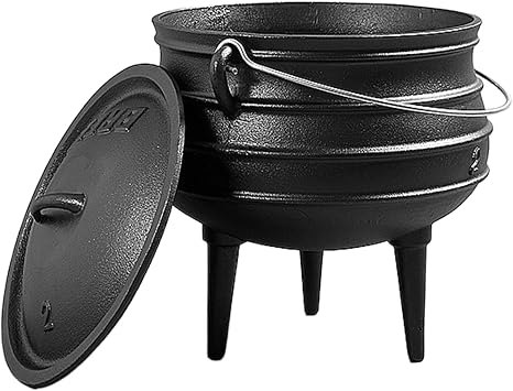 Cauldron 0.8L Witches Cauldron with Lid and Handle Cast Iron Simmer Pot with 3 Long Legs for Fireplace Coal Cooking Halloween Decorations Style 2, Dutch Ovens