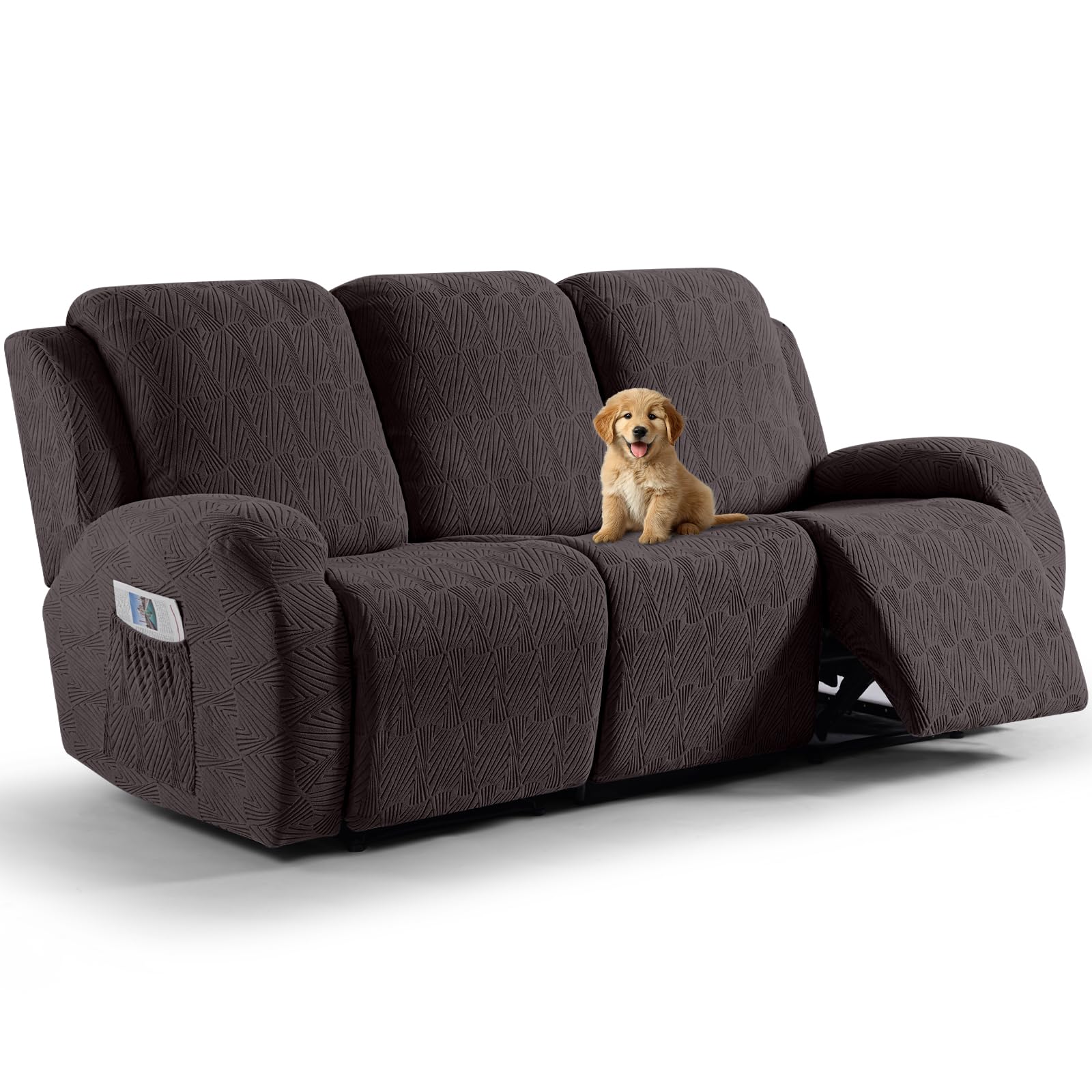 Photo 1 of VANSOFY Recliner Slipcover 8-Piece Set Chocolate