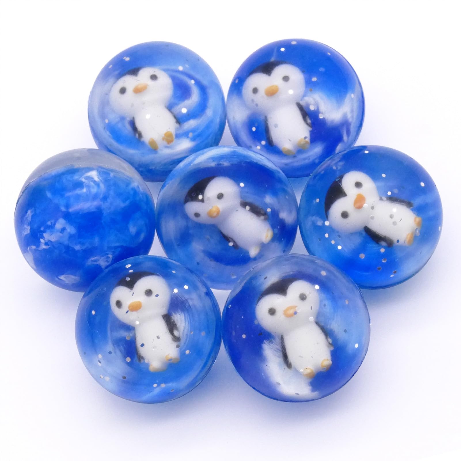 12 pezzi Flummis per bambini 42 mm, pinguini flummi grandi, palline gonfiabili e palline di gomma per il compleanno dei bambini