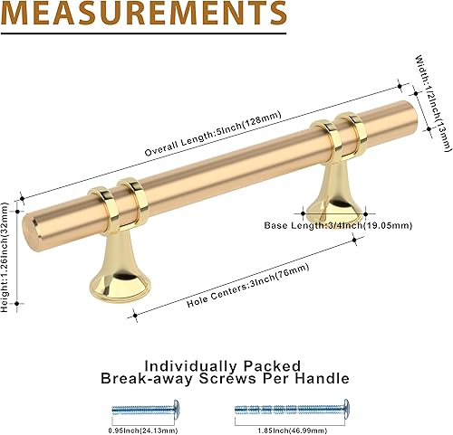Miniatura 2 de OYX Paquete de 12 manijas de gabinete de 3 pulgadas, manijas de latón cepillado para armarios y cajones, manijas de cajón doradas, centros de