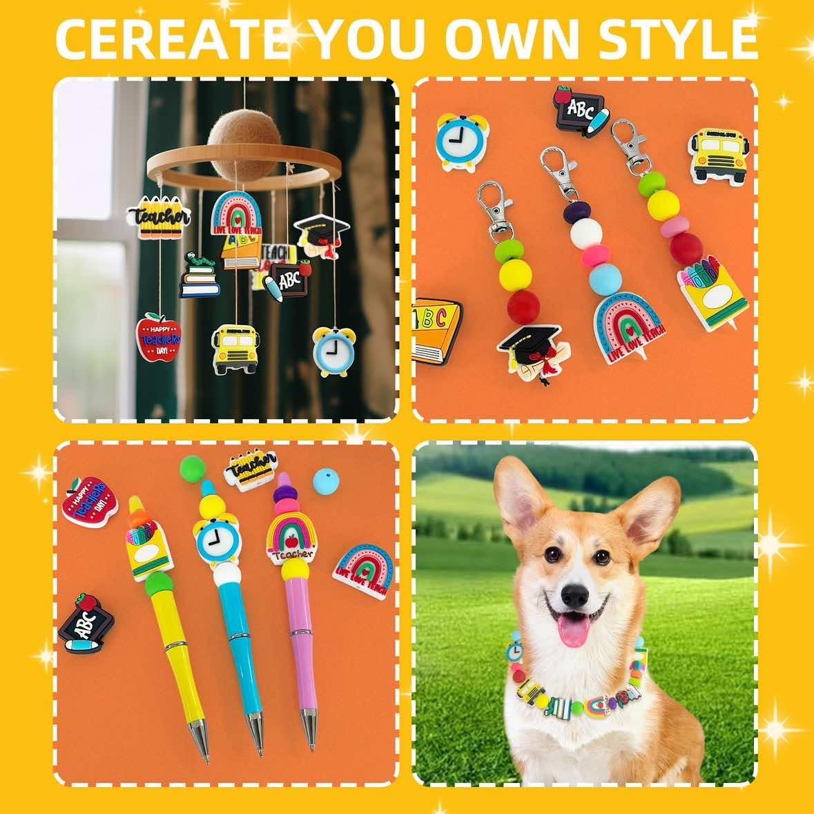 100PCS Silicone Focal Beads Bulk Animal Beads,Cute Charms for DIY Pens, Keychains, Bracelets, Necklaces, Lanyards, Beaded Pens, Silicone Beads for Crafting, and Creative Supplies - Image 3