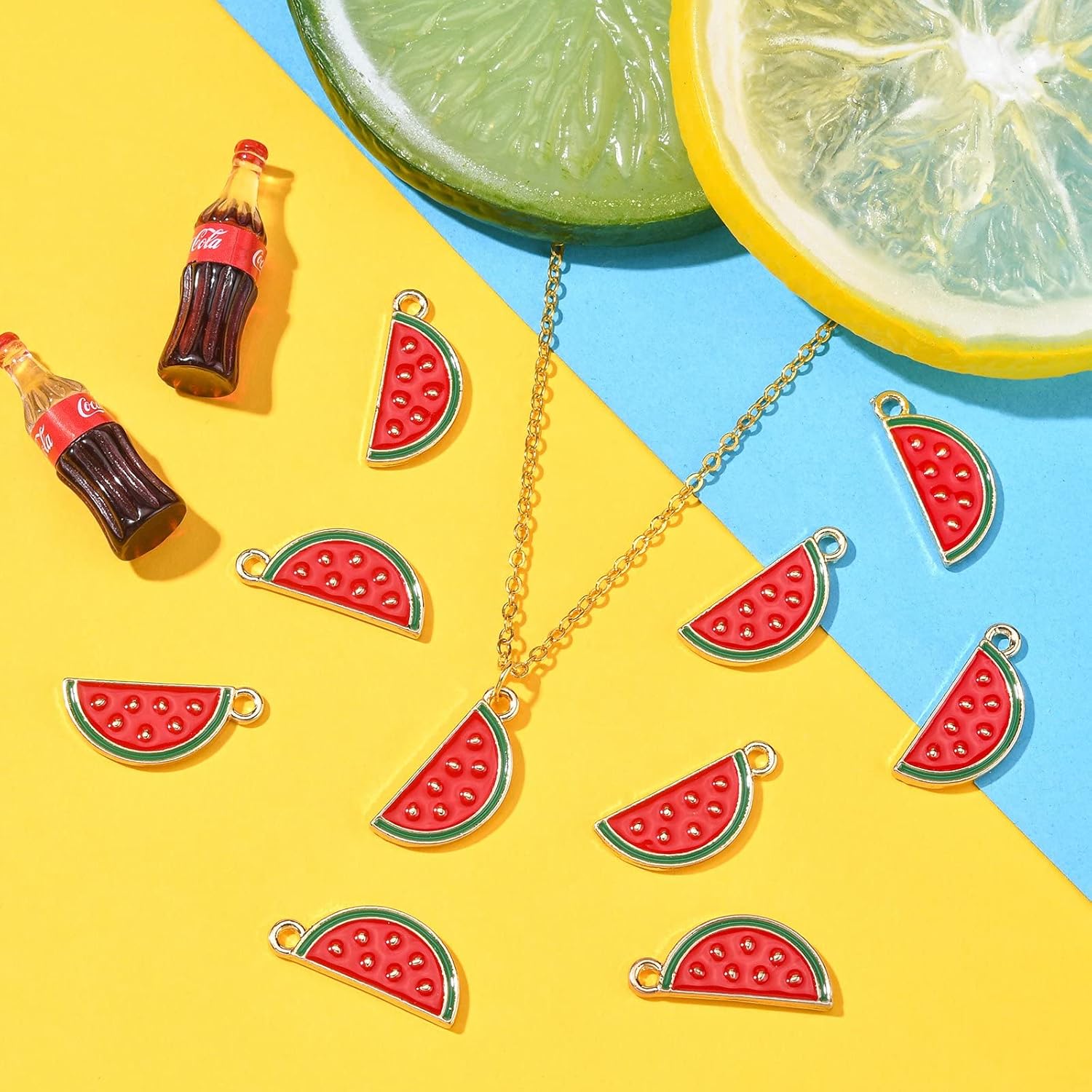 DanLingJewelry 10Pcs Watermelon Slice Charms Alloy Enamel Watermelon Pendants with Loop Summer Fruit Charms for DIY Bracelets Necklaces Keychains Craft Accessories - Image 5