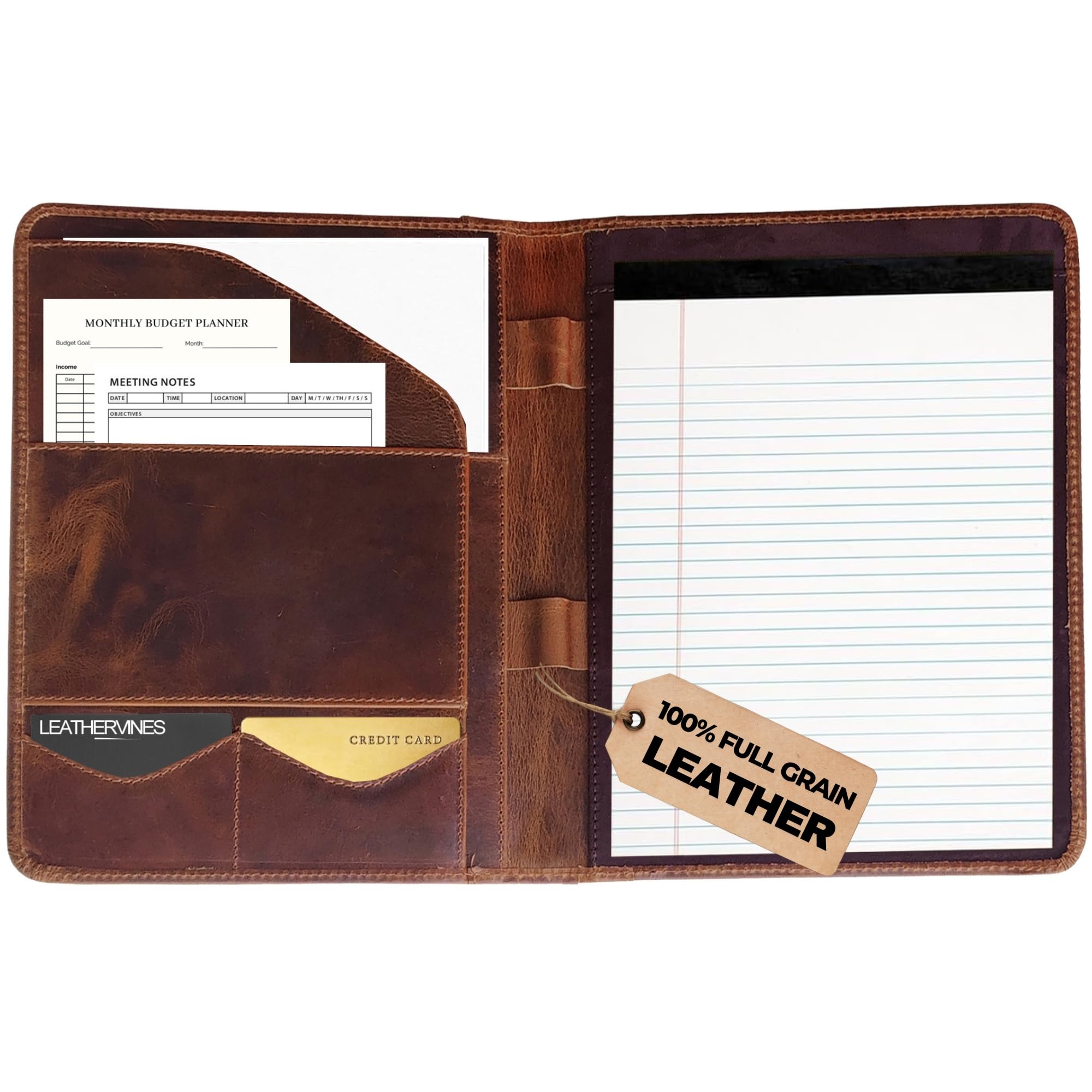 Porte-documents professionnel en cuir – Stylo de luxe avec dossier de CV – Classeur en cuir avec porte-cartes de visite – Hommes et femmes pour porte-documents