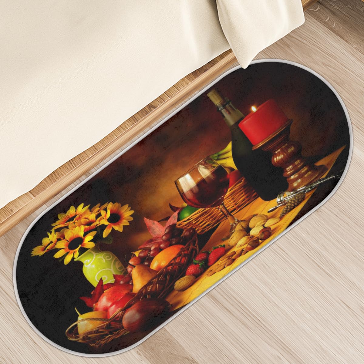 Tapis de sol antidérapant cuisine lavable 50 x 120 cm motif bouteilles de vin rouge