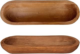 16“ Long Wood Dough Bowl 16 x 5 x 2in Hand Carved Wooden Dough Bowls for Decor Rustic Wood Dough Bowls Decorative Wooden Dough Fruits Bowl for Table Centerpiece