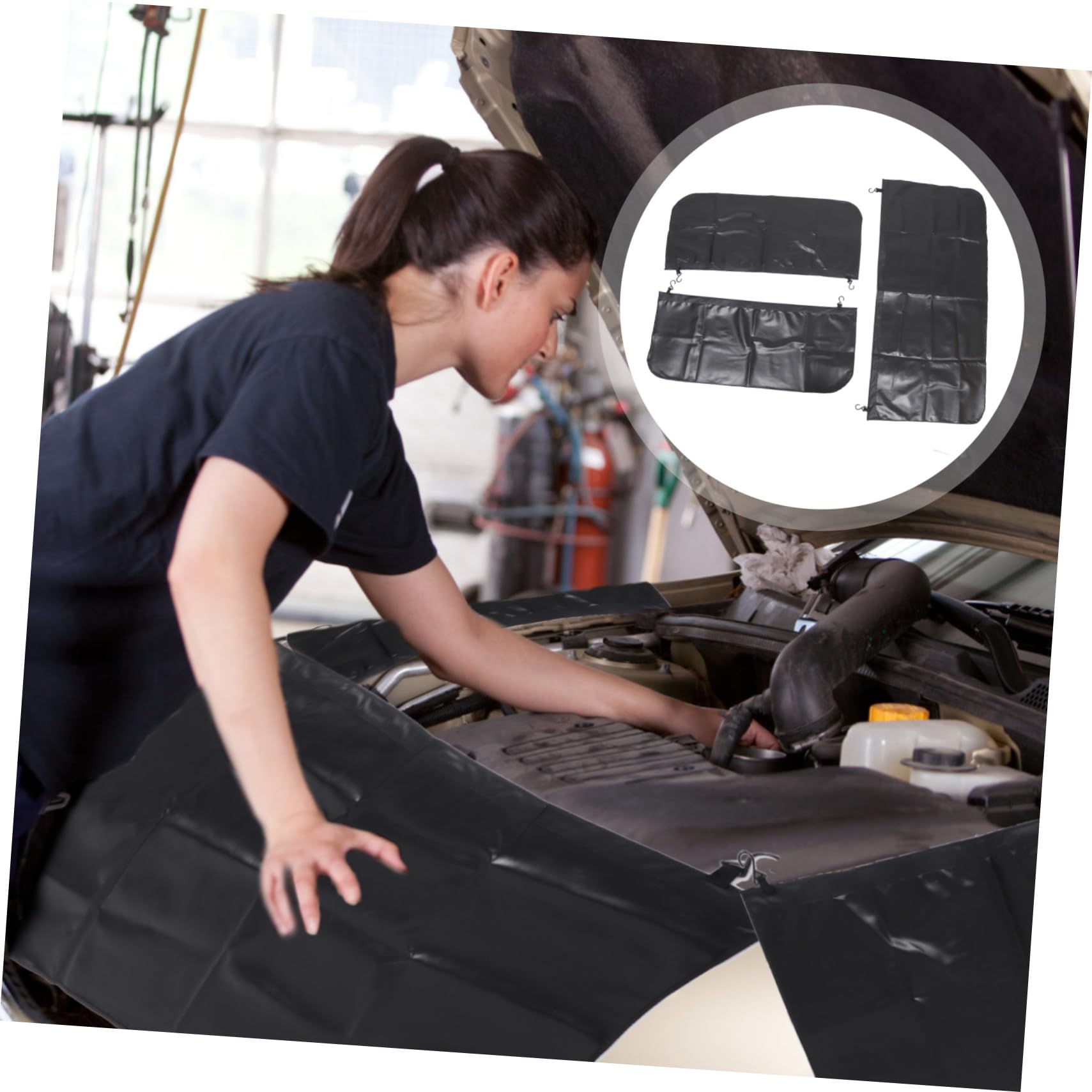 LABRIMP Tapis de Protection Magnétique pour Aile de Voiture Noir Antisalissure et Anti-Rayures Matériau pour Atelier Mécanique Facile à Plier et Installer