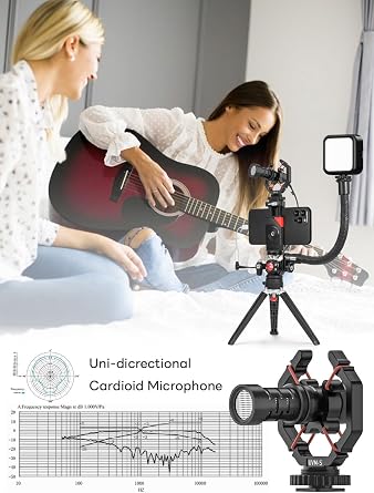 USKEYVISION Smartphone Video Vlogging Kit Metal Microphone Light Tiktok YouTube Podcast Equipment for iPhone 16/15/14 Mini/Pro/Max, Android Smartphone (V-Master)