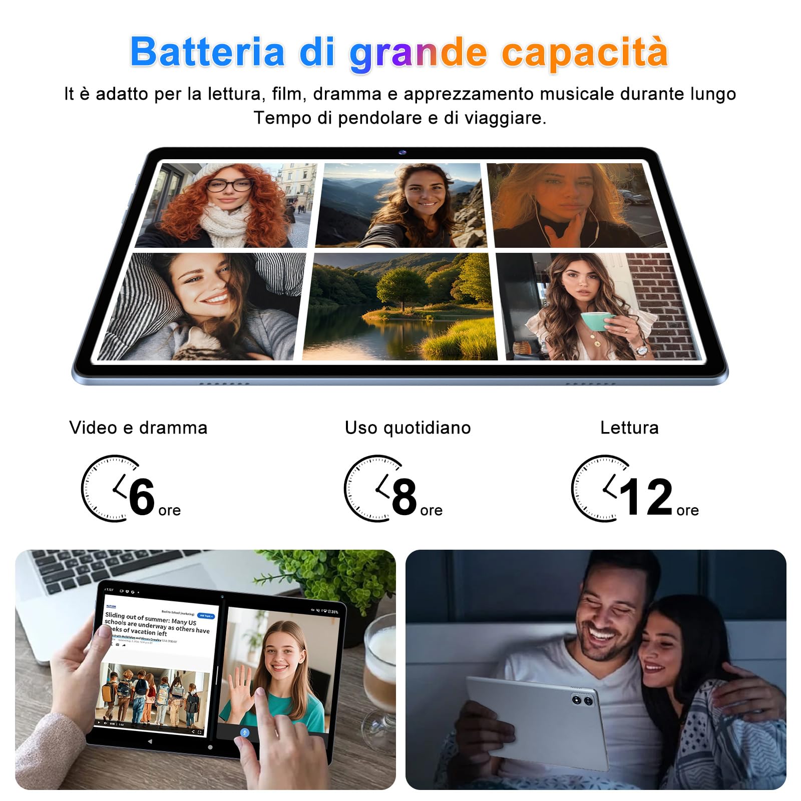 fezawio F10 Tablet 10 Pollici, Tablet Android 14, 22 GB RAM+128 GB ROM |1TB TF |8000mAh |5G Wi-Fi |Octa-Core |Widevine L1 |2.0Ghz Tablet PC Con Tastiera Mouse Fondina, Migliore Regalo-Grigio