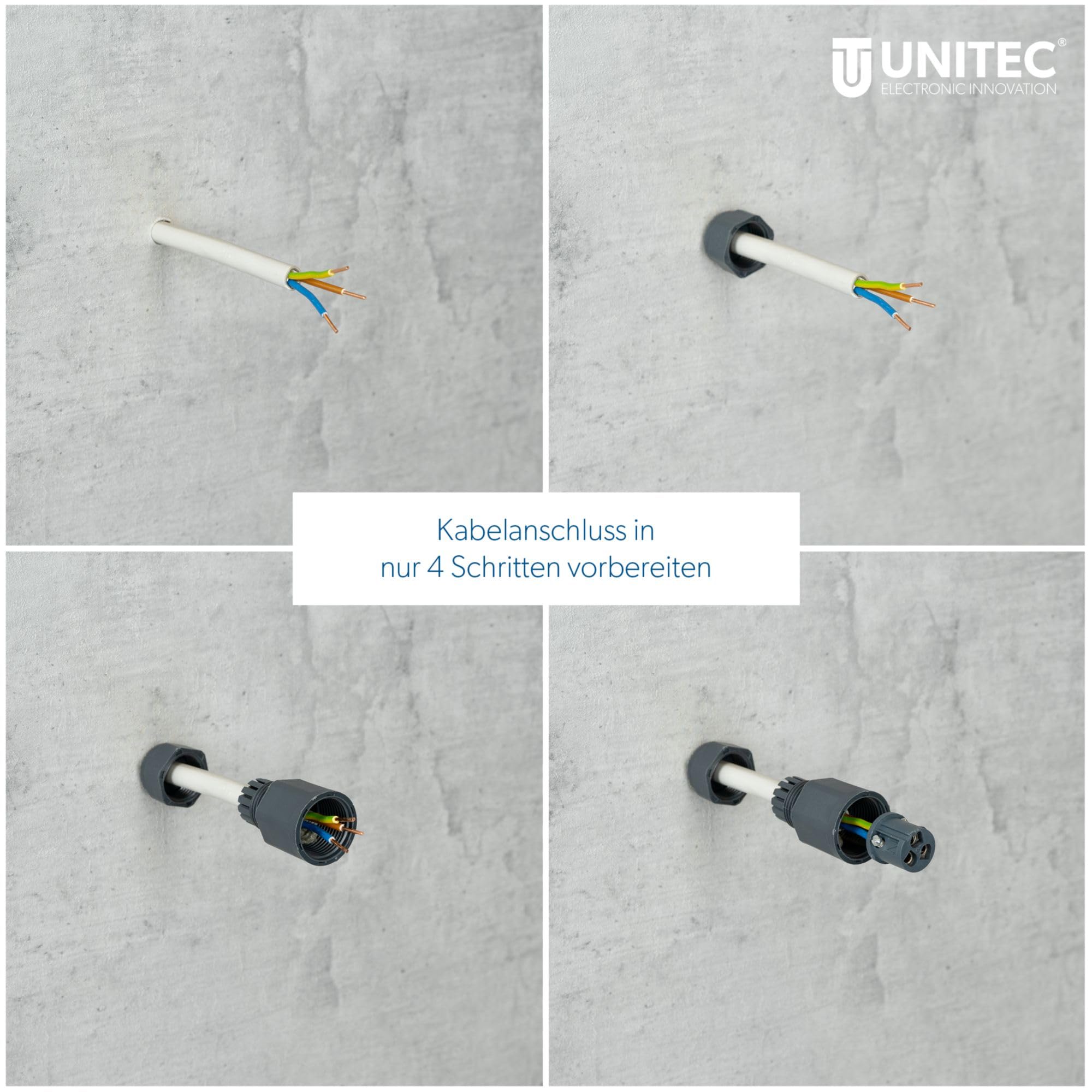 UNITEC Reflektor LED z czujnikiem ruchu na podczerwień 180° 50 W, 4000 lumenów, w zestawie przyłącze kablowe, 6500 K, antracyt, IP44, odlew ciśnieniowy aluminium, bezpieczne szkło, klasa efektywności energetycznej A+