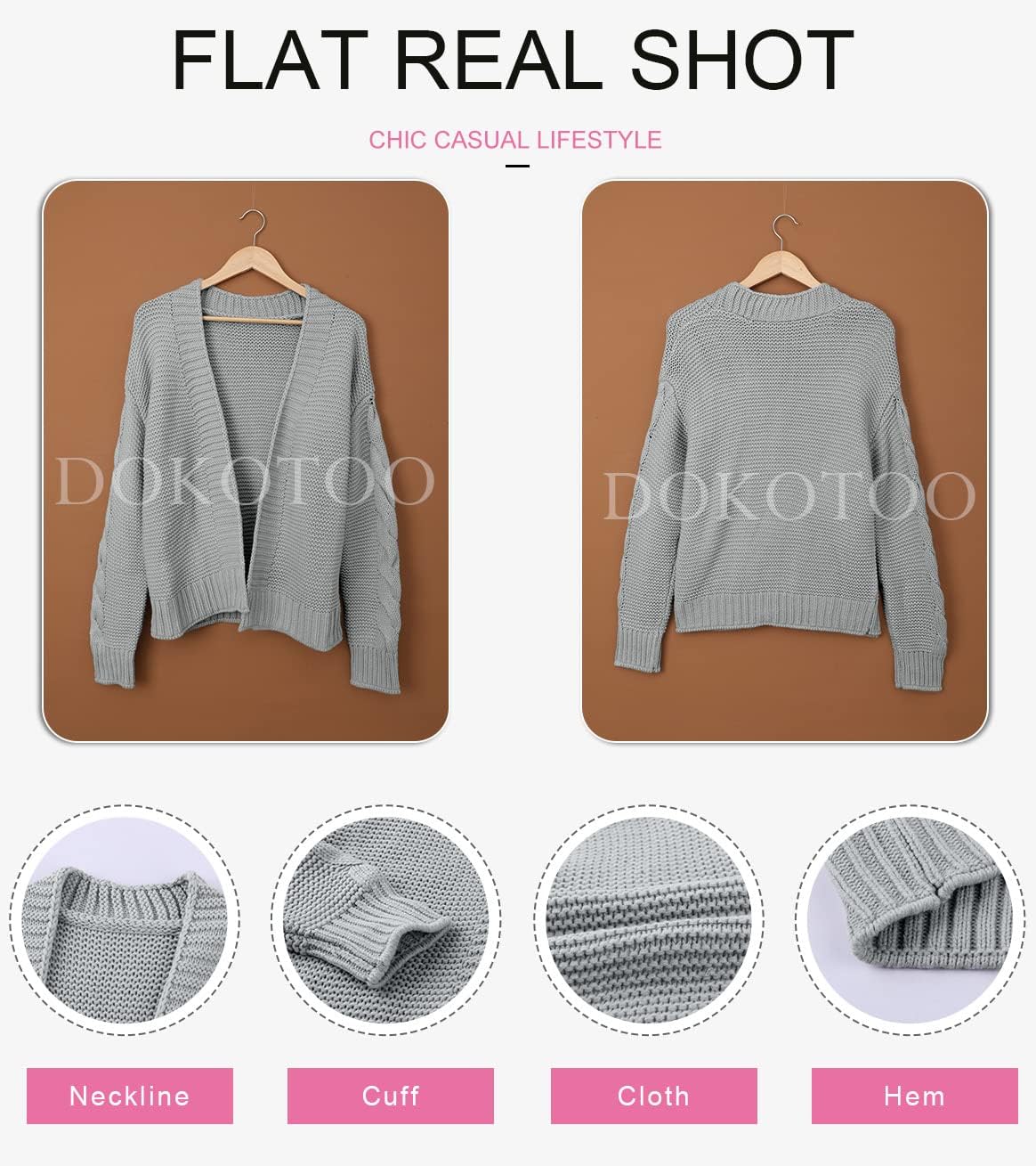 Dokotoo Womens Open Front Long Sleeve Chunky Knit Cardigan Sweaters Loose Outwear Coat - Image 5